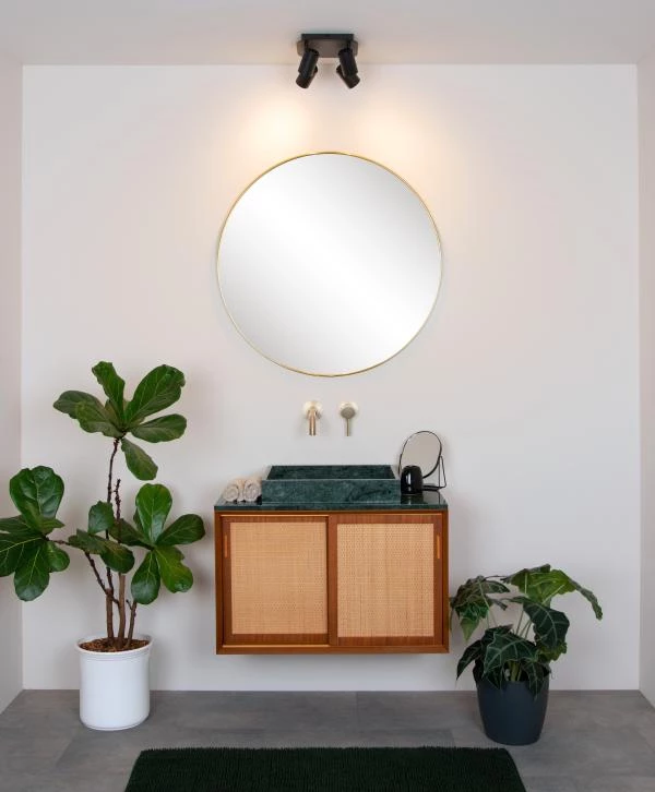Lucide LENNERT - Spot plafond Salle de bains - LED Dim. - GU10 - 4x5W 3000K - IP44 - Noir - ambiance 2